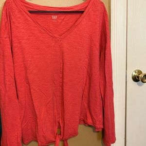 GAP Coral Long Sleeve Tie Top XL